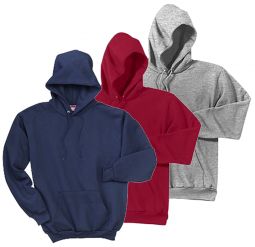 Youth/Adult Fleece Hooded Sweatshirt, Ash, Navy or Red